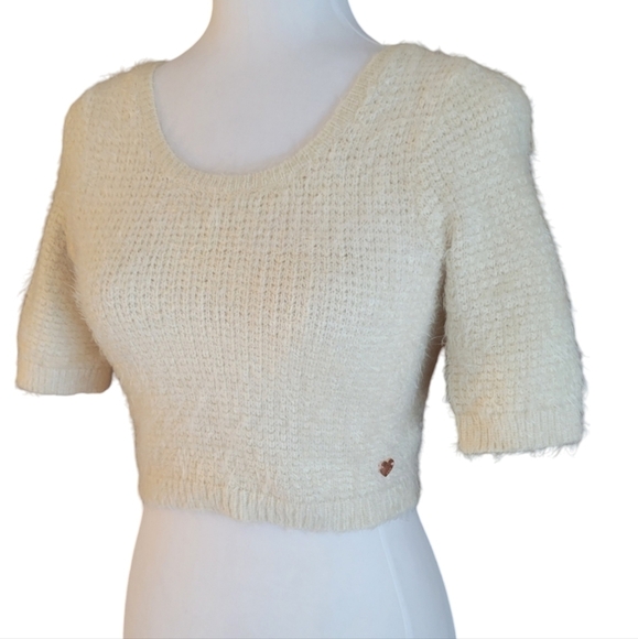 KENDALL & KYLIE CROPPED EYELASH KNIT CHENILLE SWEATER - Picture 1 of 9